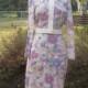 1970s Women's Mod Floral Metalic 2 Piece Maxi Dress/ Crop Jacket Size 10-12/ Homecoming/Bridesmaid/Party