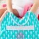 Sun Lover Christmas Gift - Monogrammed Extra Large Aqua Tote
