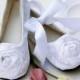 Toddler Flower Girl Shoes - White, Silver, Black, Ivory Lace Baby Ballet Slippers with Silk Rose - Wedding Shoes - Easter Shoes - Baby Souls