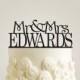 Custom Wedding Cake Topper - Mr Mrs Edwards Personalized Wedding Cake Topper with Your own Last Name, Monogram Cake Topper, Bride and Groom