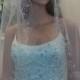 Elbow Length Beaded Veil with Comb / Light Ivory or White
