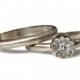 18K white gold Bridal set, Diamond Engagement ring, 18k solid gold halo diamonds engagement ring, Classic diamond ring, 4mm center diamond