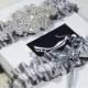 Luxury Wedding Garter Set, Keepsake garter, toss garter, bridal garter set - Silver ribbon with rhinestone applique