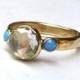 Handmade Engagement Ring Similar diamond ring wedding ring Blue Opals Gemstone ,statement, fine 14k gold ring MADE TO ORDER