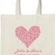 Wedding Welcome or Destination Wedding Tote Bag - Sweet Heart Personalzed Tote Bag in Fuchsia