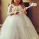 TUTU Flower girl dress White Ivory chiffton flowers tutu dress baby dress toddler birthday dress wedding dress 1-8T