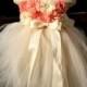 Tutu Flower Girl Dress Coral Ivory tutu dress baby dress toddler birthday dress wedding dress 0-8t