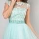 A Line Scoop Short Mini Tulle Lace Homecoming Dresses SKU: HD00136-PG
