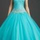 A-line Scalloped Tulle Satin Floor-length Beading Quinceanera Dresses