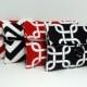 Bridesmaid Gift Set of 4 Clutches Wedding Party Gift Red and Black Wedding Chevron and Gotcha Prints