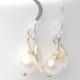Bridesmaid Earrings - Pearl drop earrings - Silver leaf earrings - sterling silver leaf - bridesmaids gift -  Christmas Gift Idea