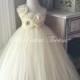 Ivory Flower Girl Tutu Dress - Flower Girl Dress - ivory wedding dress - pageant dress - junior bridesmaid dress - bridal bouquet- wedding