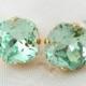 Mint earrings,Mint green studs,Mint bridesmaid earrings gift,mint wedding,mint Swarovski earrings,crystal stud earrings,Mint bridal earrings