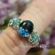 Peacock Blue Rainbow Mystic Topaz Wire Wrapped Ring Hand Crafted Original Signature Design Ring Fine jewelry