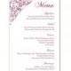 Wedding Menu Template DIY Menu Card Template Editable Text Word File Instant Download Eggplant Menu Card Floral Menu Printable Menu 4x7inch