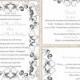 DIY Wedding Invitation Template Set Editable Word File Instant Download Printable Invitation Gray Wedding Invitation Black Invitations