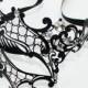 Black laser cut Venetian Phentom Mask Masquerade w/ Clear Rhinestones MF-02CL SKU: 6E12B