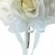 White and Ivory Silk Rose Toss Bouquet - Silk Bridal Wedding Bouquet