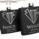Set of 9 Flasks, Groomsmen Gift Flask - Free Engraving - Tuxedo, Initials, Scroll, Mustache, and Cheers to You Designs, GROOMSMEN GIFT IDEAS