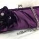 Wedding clutch, Bridesmaid clutch, Purple clutch, evening bag, Bridesmaid bag, crystal clutch, flower bag