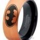 Batman Tungsten Wedding Band Ring Mens Womens Brushed Dome Cut Rose Gold Fanatic Geek Anniversary Engagement Sizes Available