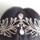 Natural leaf wedding bridal rhinestone crystals hair comb tiara crown