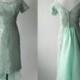 AUTUMN SALE 1950 Dress, Vintage 1950s Green Dress, Aqua Green Vintage Dress, 1950s Lace Wedding Dress, Short Lace Vintage Dress, 50s Formal