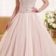 Romance blush colored sweetheart neck organza ball gown wedding dress