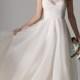 Romantic thin straps low back organza simple wedding dress