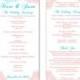 Wedding Program Template DIY Editable Word File Instant Download Program Blue Pink Wedding Program Floral Program Printable Program 4x9.25