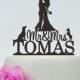 Mr & Mrs Cake Topper,Bride And Groom Silhouette,Wedding Cake Topper,Couple Cake Topper,Dog Cake Topper - C107
