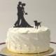 WITH DOG Wedding Cake Topper Silhouette Wedding Cake Topper Bride + Groom + Dog Pet Family of 3 Cake Topper Bride Groom Dog Cake Topper