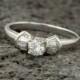 Diamond Ring, Baguette Diamond Ring, Bow Like Design ring, Center Round Diamond Ring, Engagement Ring,  