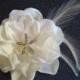Bridal Ivory hair flower hair clip with rhinestone STARFISH feathers / ELEGANCE / wedding flower headpiece fascinator