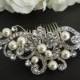 Bridal Pearl Swarovski Crystal Pearl Wedding Comb,Wedding Hair Accessories,Vintage Style Leaf Rhinestone Bridal Hair Comb,Pearl,Bride,KENDRA