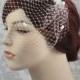 Birdcage Veil with Chenille Dots and Bow - Small Veil in Ivory,White,Champagne, or Black,Polka Dot Veil French Net Veil - 106BC