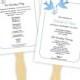 Wedding Program Fan Template - Blue Doves Silhouette - DIY Printable Template - Instant Download - Microsoft Word File