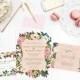 Printable Wedding Invitation Set - Do-It-Yourself  - Romantic Flowers - Pink Peach - Trang