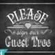 Printable Wedding Chalkboard Guest TREE sign - 4 SIZES - instant download digital file - DIY - Rustic Collection
