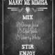 Marry Me Mimosa Recipe Wedding or Party Sign - Chalkboard Style Rustic Heart Collection -Wedding Signage