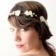 Woodland Bridal hair crown, Wedding flower crown, Floral head piece, Boho garland, Ivory flower crown - FAVOUR