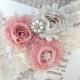 Garter / Wedding Garter / Dusty Rose and Sand Garter Set / Bridal Garter / YOU Design / Vintage Inspired Garter / Toss garter / Lace Garte