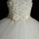 Ivory Flower Girl Tutu Dress Princess Dress with Sash- Big Bow at back 1t 2t 3t 4t 5t Morden Wedding