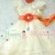 Flower girls dress-  Coral Ivory Chiffon Lace Dress set, Ivory lace Dress, baptism, rustic dress, Rustic flower girls lace dress,Girls Dress