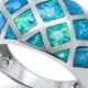13MM Wide 925 Sterling Silver Blue Australian Lab Opal Inlay Ladies Band Dome Ring Band Excellent Gift