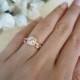 3/4 Carat Halo Wedding Set, Vintage Bridal Rings, Man Made Diamond Simulants, Art Deco, Engagement Rings, Sterling Silver & ROSE Gold