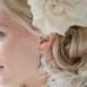 Bridal Silk Flower Hairclip, Fascinator, Head Piece, Ivory, Diamond White, Wedding Hair Accessory - MAXIME