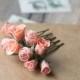 Small hair comb - coral hair flower - peach flower comb - rose hair comb - little, small flowers - peach wedding - bridal hair accessories