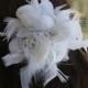 Very  cuter  velvet  flower with feather  white color with clip back