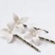 Ivory flower hair clips - ivory flower hair pins - ivory hair flowers - ivory bridal hair clips - bridal bobby pins - wedding hair clips